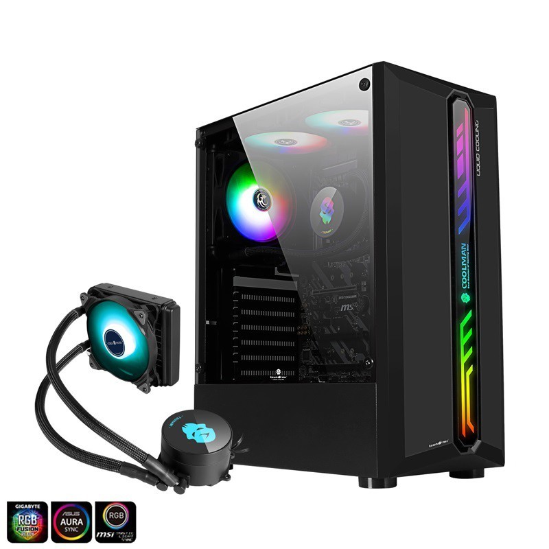 ภาพสินค้าTsunami Coolman 190-1 Ablaze ARGB*2 Tempered Glass, ATX Gaming Case (Liquid Combo) (ของใหม่ มือ1) จากร้าน tichakorn.ch บน Shopee ภาพที่ 4