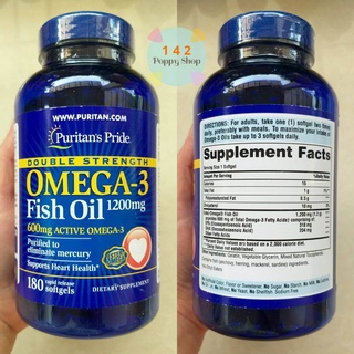 ภาพขนาดย่อของภาพหน้าปกสินค้าPuritans Pride Double Strength Omega-3 Fish Oil 1200 mg/ 600 mg Omega-3 180 Softgels จากร้าน puppy142 บน Shopee ภาพที่ 1