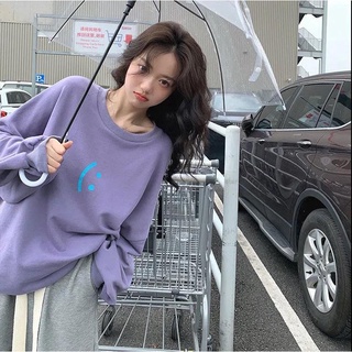 เสื้อกันหนาวแขนยาว ผ้าฝ้าย พิมพ์ลายหน้ายิ้ม ทรงหลวม สไตล์เกาหลี สําหรับผู้หญิง