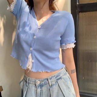 Crop shirt double layers