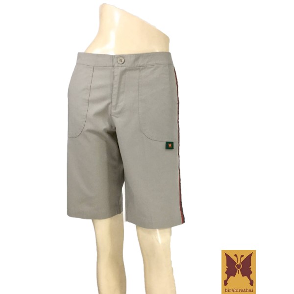 กางเกง-3-ส่วน-แถบข้าง-กากี-birabira-ps006-กางเกงแฟชั่น-ผู้หญิง-ไซส์ใหญ่-three-quarter-shorts-strip