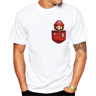 New Men Creative Pocket Mario Luigi Design T Shirt Novelty Tops Short Sleeve Tees Super Mario T-Shirt discount
