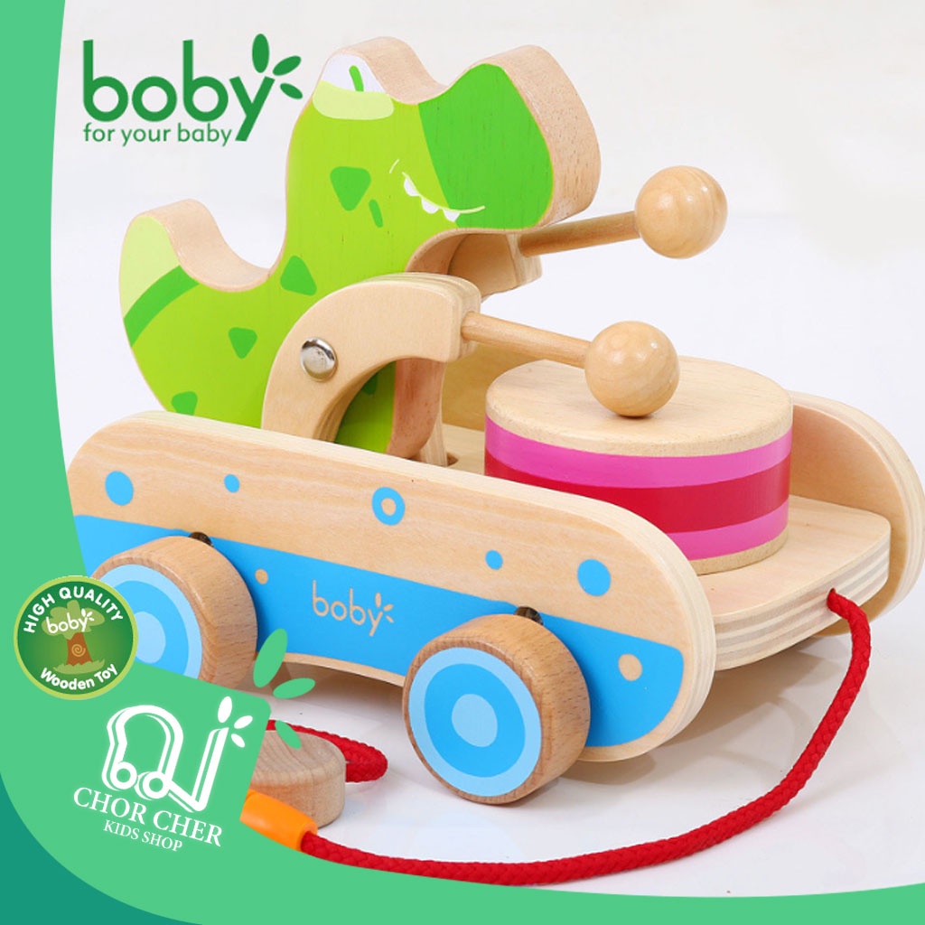 boby-รถลากจระเข้ตีกลอง-pull-click-clack-ของเล่นไม้เสริมพัฒนาการเด็ก