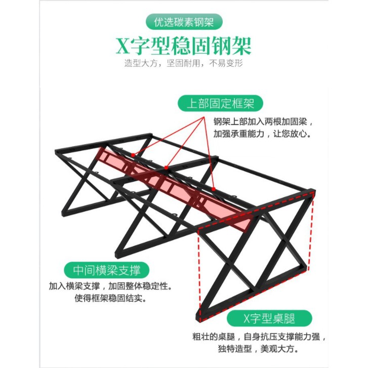 โต๊ะคอมพิวเตอร์-ขาโครงเหล็ก-รูปตัว-x-โต๊ะสำนักงาน-4ที่นั่ง-และ-6ที่นั่ง