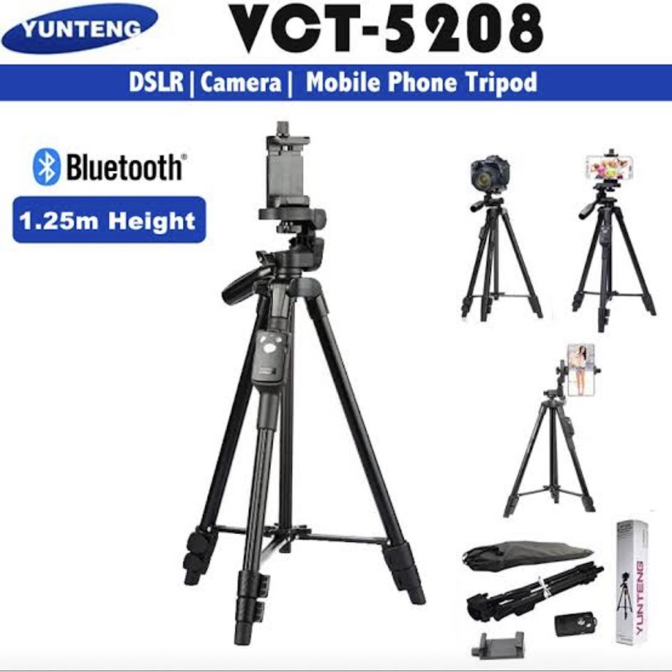 ภาพหน้าปกสินค้าพร้อมส่ง  ขาตั้งกล้อง มือถือ Yunteng VCT-5208 TRIPOD มีรีโมทบลูทูธ ขาตั้งมือถือ พกพาได้