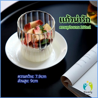 Comfy ถ้วยแก้วไอศครีม ถ้วยโยโยเกิร์ต ดีไซน์เก๋ glass cup