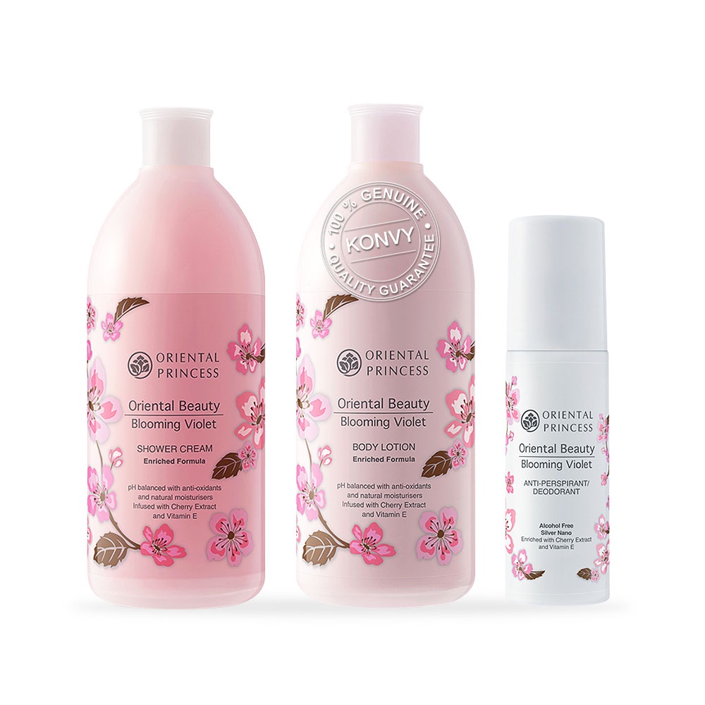 เกี่ยวกับ เซตผลิตภัณฑ์บำรุงผิวกาย Oriental Princess Beauty Blooming Violet Set 3 Items .