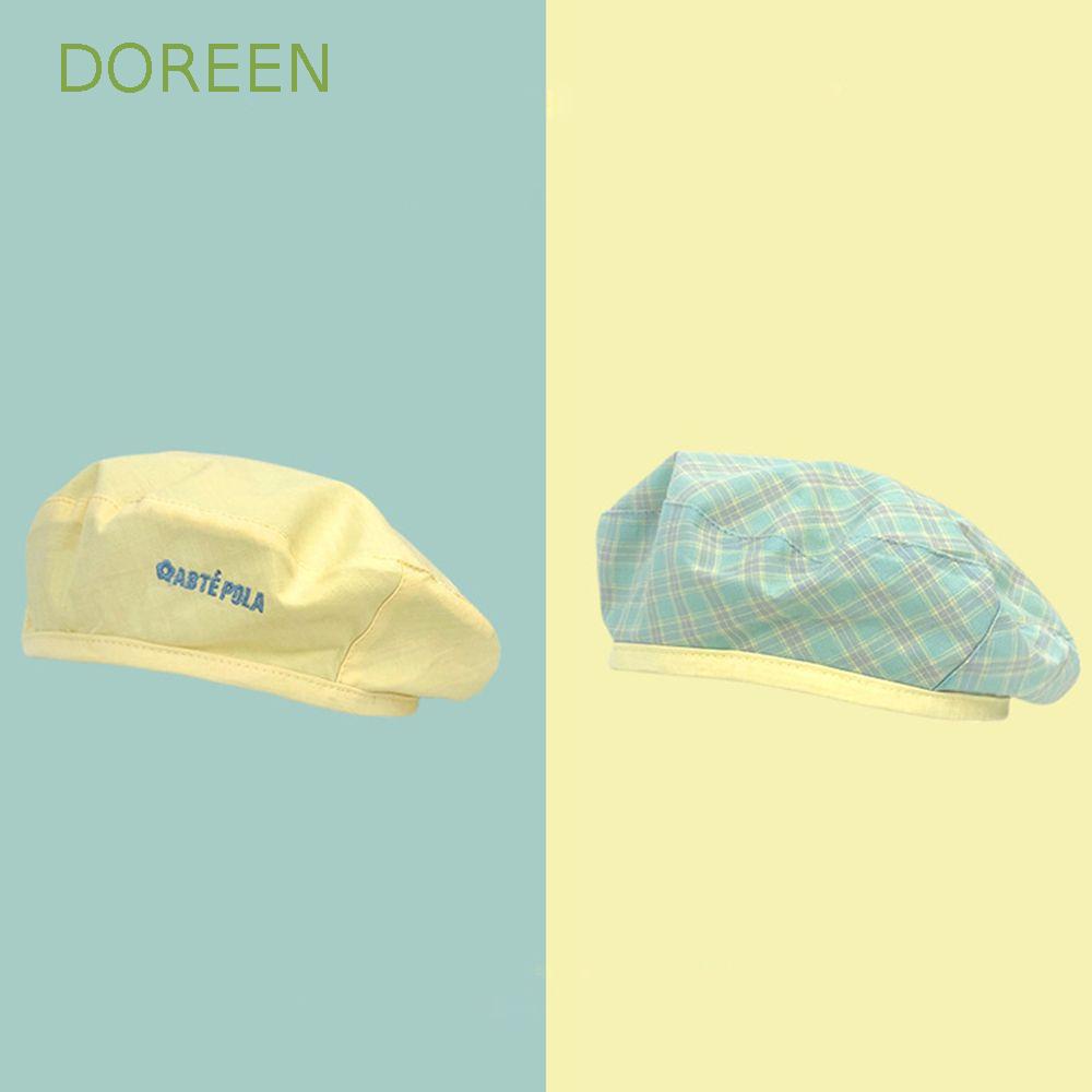 doreen-หมวกเบเร่ต์สองด้าน-หวาน-ไม่ซ้ําใคร-จับคู่-แฟชั่น-การออกแบบ-ลายสก๊อต-นักเรียน-ผ้าฝ้าย-โพลีเอสเตอร์-สไตล์เกาหลี-หมวก
