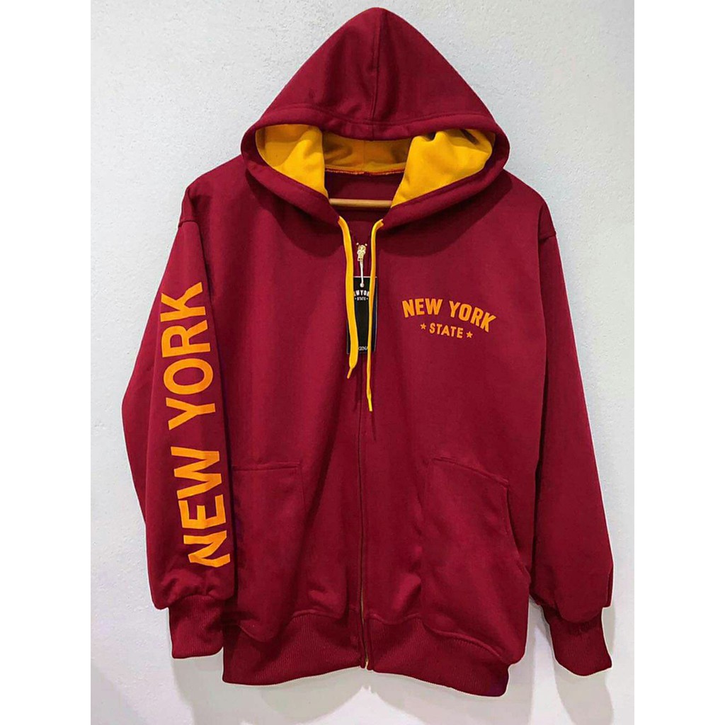 เสื้อฮู้ดแขนยาว เสื้อแขนยาว NEW YORK ของแท้(สกีนแขน) รุ่น A สีกากี เทาเข้ม ดำ กรม เขียว แดง ชมพู ม่วง