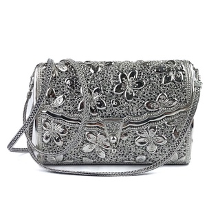 สอบถามสต๊อคก่อนสั่งซื้อ❗กระเป๋าสะพายบ่าลายดอกพิกุล เงินแท้ 92.5% : Sterling Silver Clutch Shoulder Bag [WSPP0088PW]