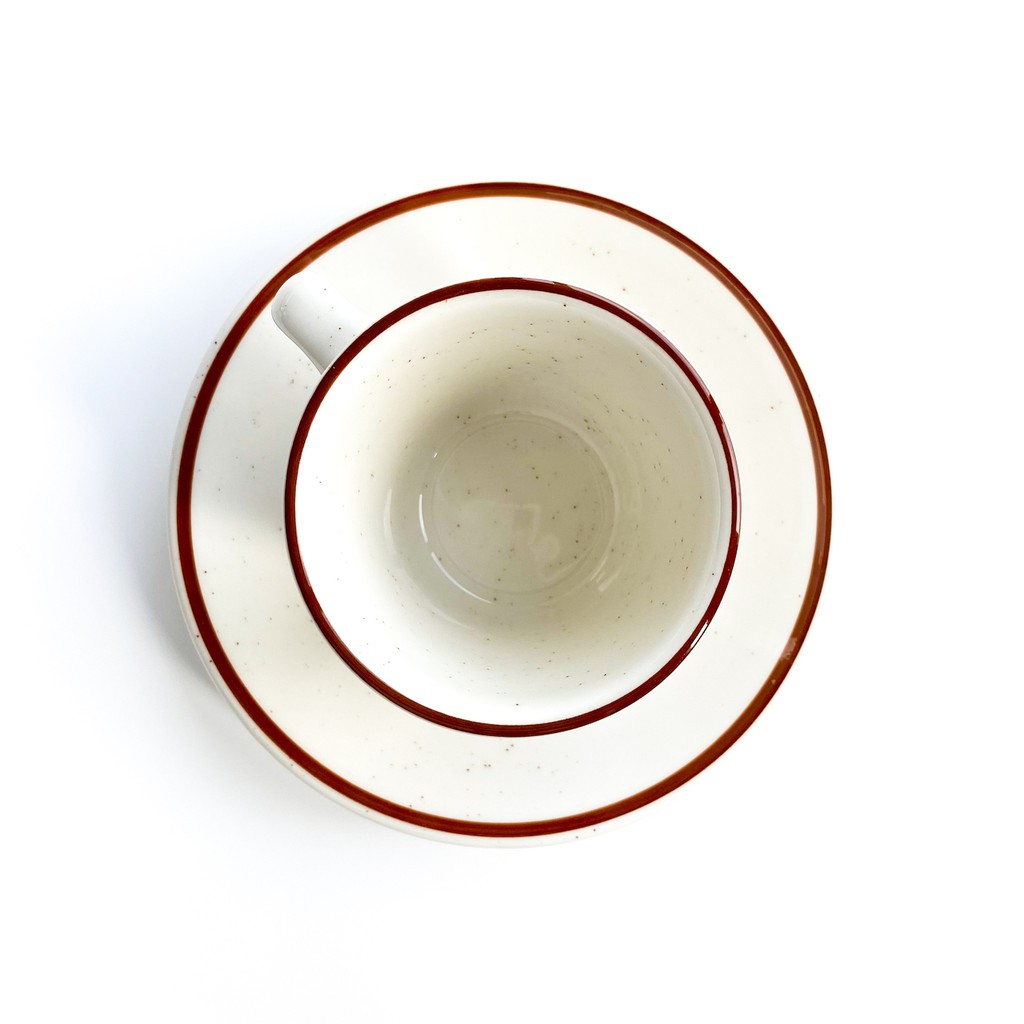ชาม-จาน-ถ้วย-เซรามิค-จานรองถ้วยกาแฟเซรามิคเคลือบลายจุดงาสีน้ำตาล-ถ้วยกาแฟเอสเปรสโซ่-180-มล-tableware-cup-plates-bowls