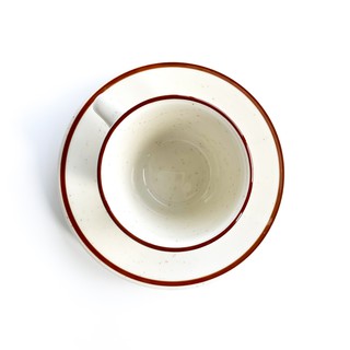 ชาม จาน ถ้วย เซรามิค  จานรองถ้วยกาแฟเซรามิคเคลือบลายจุดงาสีน้ำตาล ถ้วยกาแฟเอสเปรสโซ่ 180 มล Tableware Cup Plates Bowls