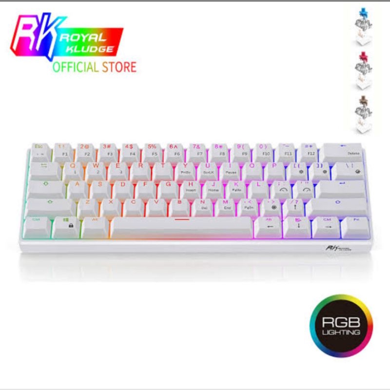 ภาพสินค้าRoyal Kludge RK61 RGB Hotswap Arrow คีย์ Bluetooth ไร้สายบลูทูธและมีสาย เปลี่ยนสวิตซ์ได้ เลเซอร์ไทย - English จากร้าน gaming_planet_official_store บน Shopee ภาพที่ 1