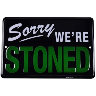 โปสเตอร์โลหะดีบุก ลาย Were Stoned Weed Humor สไตล์เรโทร สําหรับตกแต่งผนังบ้าน