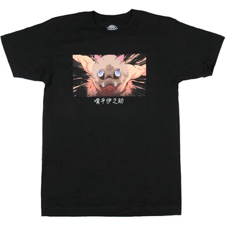 เสื้อยืดโอเวอร์ไซส์เสื้อยืด พิมพ์ลายกราฟิก Demon Slayer Inosuke Boar Mask Japnese Kanji สําหรับผู้ชายS-3XL