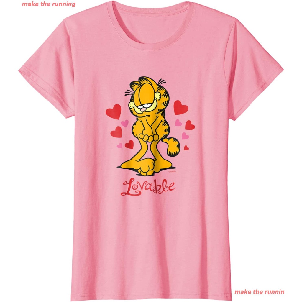 เสื้อยืดผ้าฝ้ายพิมพ์ลายขายดี-make-the-running-garfieldเสื้อยืดลำลอง-garfield-lovable-t-shirt-garfield-popular-t-shirts-เ