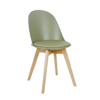 Pulito เก้าอี้พลาสติกเบาะหนังขาไม้ PP-692-01-GR03  ขนาด 55.5x46.5x86ซม. สีเบจ