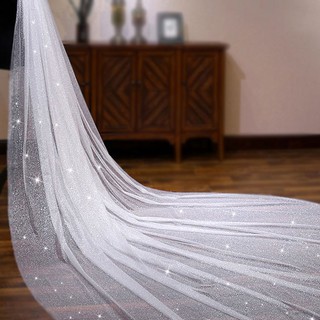 ผ้าคลุม Starry sky veil หญิง headdress super ยาวเจ้าสาวชุดแต่งงานหลัก super fairy forest white tail