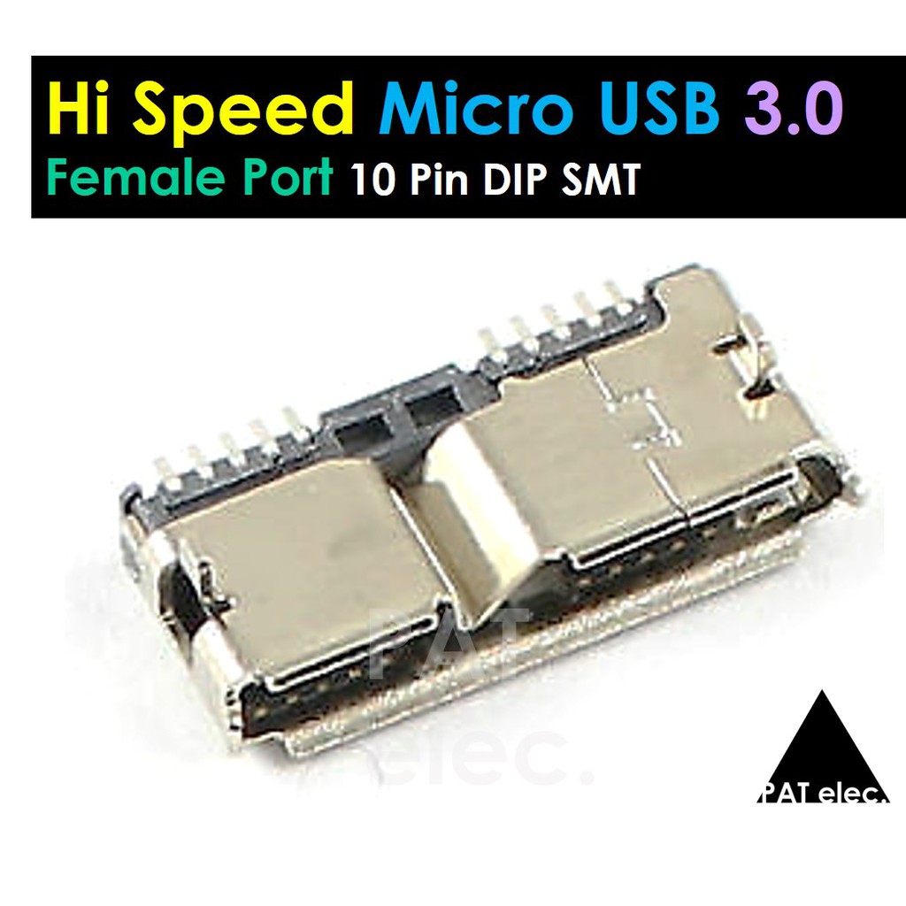 อะไหล่ พอร์ต ขั้วต่อ ตัวเมีย HI-Speed Micro USB 3.0 Female 10Pin DIP ...