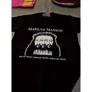 เสื้อลายมาริลินแมนสัน เสื้อวงค์ เสื้อสีดำ เสื้อคอกลม