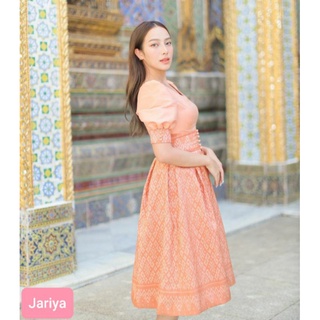 สินค้า เดรสผ้าไทย งานป้ายบน ลายสวยละเอียด ป้ายJariya