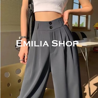 EMILIA SHOP กางเกงขายาว กางเกงเอวสูง สไตล์เกาหลี 2022 ใหม่ ES220115
