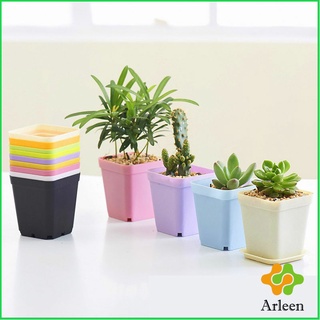 Arleen กระถางต้นไม้พลาสติก พร้อมถาดรอง กระถางขนาดเล็ก Plastic flowerpot