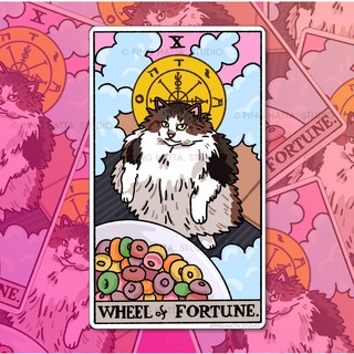 ภาพหน้าปกสินค้าสติ๊กเกอร์ไดคัท กันน้ำ ลายมีมแมว ไพ่ทาโรต์ Wheel of Fortune Cat Meme Sticker แบรนด์ Chonky Goods funny cat cereal tarot ที่เกี่ยวข้อง