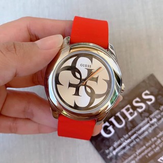 (ผ่อน0%) นาฬิกา GUESS Grey Dial Ladies Watch W0911L9 ปัด 40 มม. สายซิลิโคนแดง