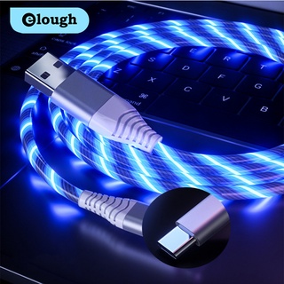 Elough สายชาร์จ LED 3A เรืองแสง ชาร์จเร็ว Micro USB Type C สําหรับถ่ายโอนข้อมูล