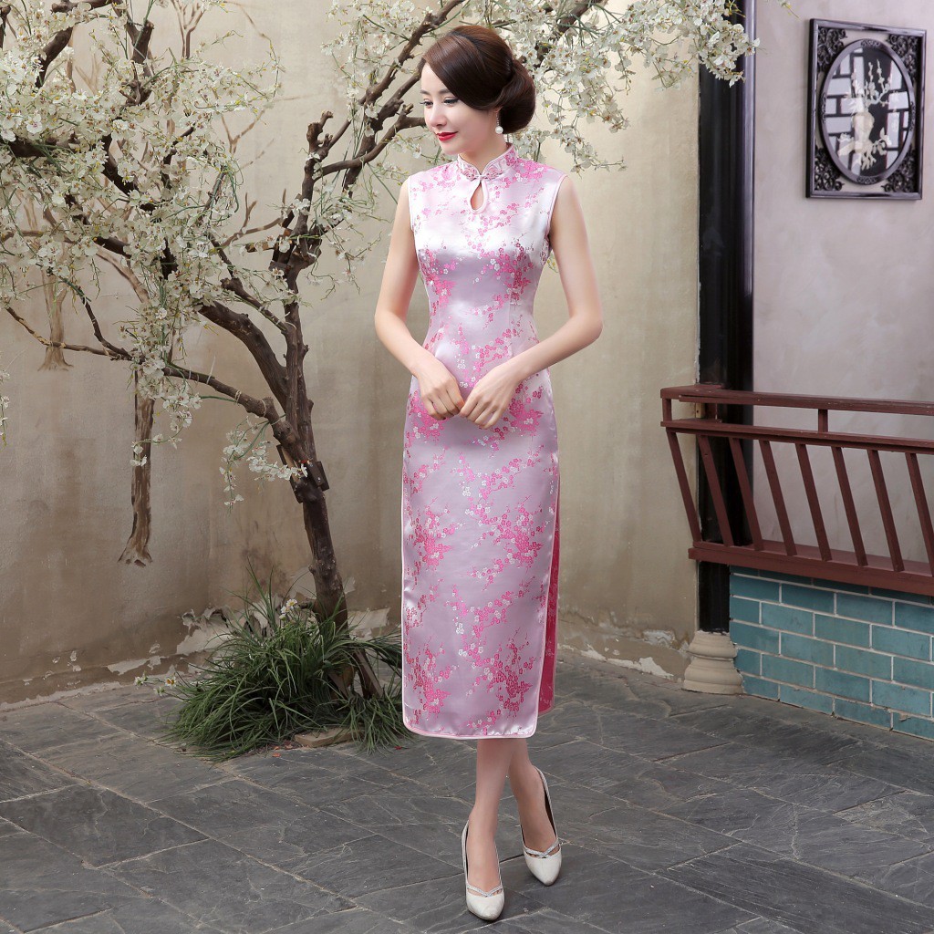 จีน-cheongsam-นวัตกรรมชุดกี่เพ้าชุดพลัมยาวผู้หญิงชุดพิธีการ