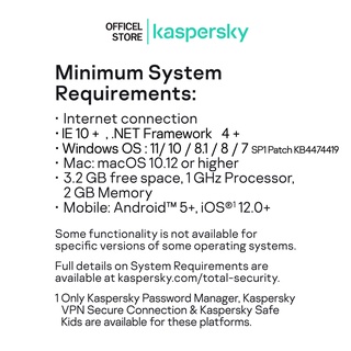 ภาพขนาดย่อของภาพหน้าปกสินค้าKaspersky Total Security Rnewal 1 Year 1 Device โปรแกรมป้องกันไวรัส 2 กล่อง จากร้าน icomplus บน Shopee