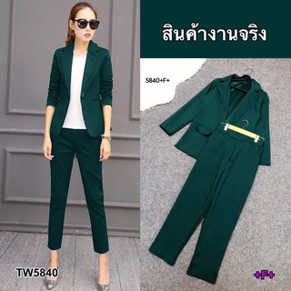 สินค้า AK 5840 Set 2 ชิ้น เสื้อแขนยาวปกสูท ปกแหลม ลุคสาวออฟฟิต