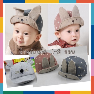 BabyBua หมวกเด็กเล็ก พร้อมส่ง หมวกแก๊ป ปักลาย หน้ากระต่าย หน้าแมว หูตั้ง สุดน่ารัก 1-3 ขวบ