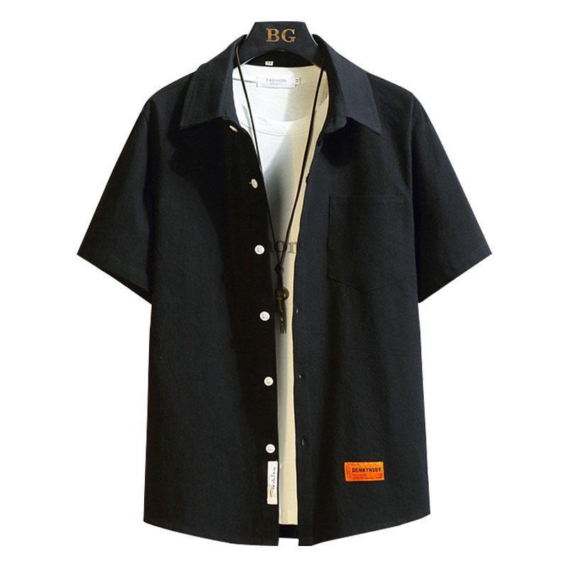 สินค้าใหม่-เสื้อหล่อญี่ปุ่นชายฤดูร้อนหลวมเวอร์ชั่นเกาหลีของแนวโน้มของเสื้อเชิ้ตแขนสั้นขนาดใหญ่แจ็คเก็ตครึ่งแขน