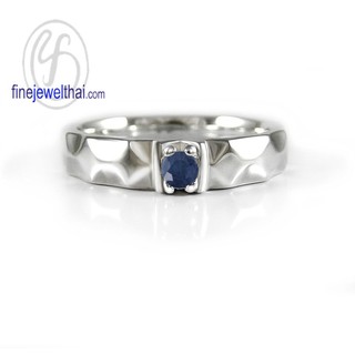 Finejewelthai-แหวนไพลิน-แหวนเงิน-แหวนพลอยแท้-แหวนประจำเดือนเกิด-Blue-Sapphire-Birthstone-Silver-Ring - R1252bl