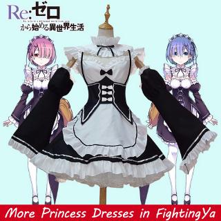 ชุดคอสเพลย์แม่บ้าน Ram Rem Re:zero Kara Hajimeru Isekai Seikatsu Re Life In a Different World Kawaii Sisters