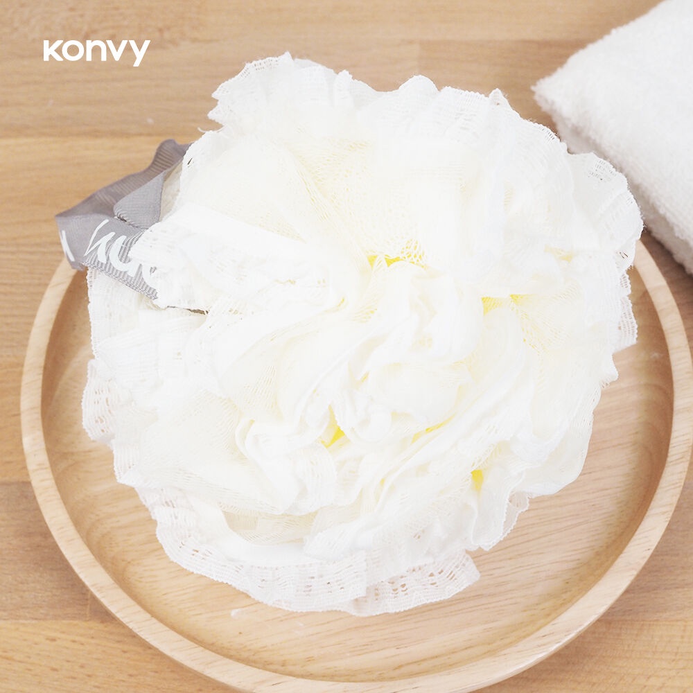 คำอธิบายเพิ่มเติมเกี่ยวกับ Konvy Super Soft Lace Bath Ball คอนวี่ ใยขัดผิวกายสำหรับอาบน้ำ.