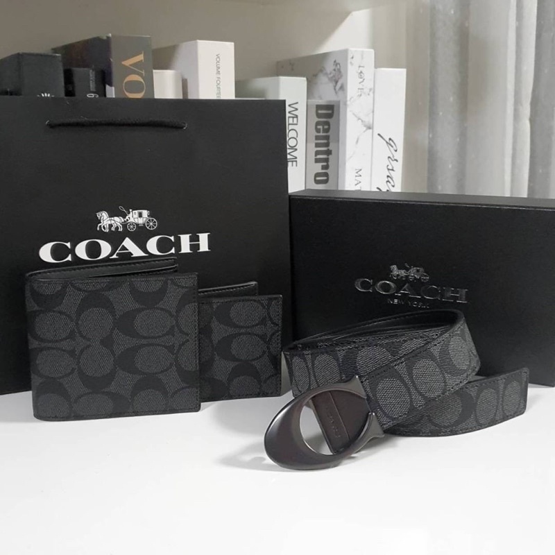 พร้อมส่งเซ็ตสุดคุ้ม-เซ็ตกระเป๋าสตางค์-เข็มขัด-แบรนด์ดังอย่าง-coach-new