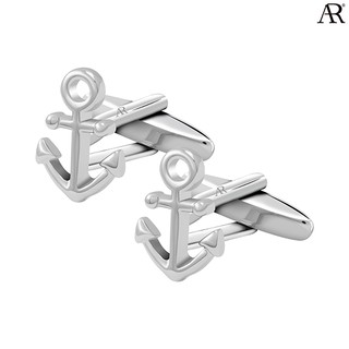 ANGELINO RUFOLO Cufflink(คัฟลิงค์) ดีไซน์ Anchor-สมอเรือ กระดุมข้อมือคัฟลิ้งโรเดียมคุณภาพเยี่ยม สีเงิน