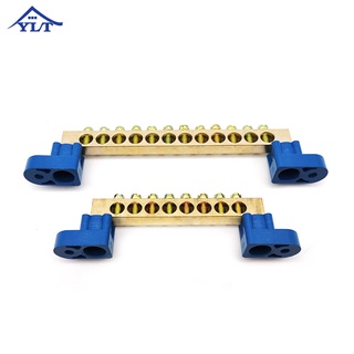 YLT บัสบาร์ บาร์กราวด์ 5รู-9รู บัสบาร์ทองเหลือง กราวด์บาร์ บาร์ทองเหลือง บาร์นิวทรัล Grounding Bus-Bar อุปกรณ์ระบบไฟฟ้า