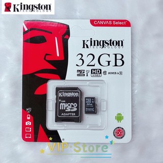 สินค้า 🔥VIPSale Kingston Memory Card Class10 Micro SDHC 32 GB คิงส์ตัน เมมโมรี่การ์ด SD Card 32GB  ใช้กับกล้อง โทรศัพท์ อื่นๆ