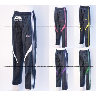กางเกงขายาวผ้าร่ม กางเกงผ้าร่มขายาว 3แถบ ปักSPORT กระเป๋าซิป มีซับในตาข่าย สไตล์ sport Size S–2XL เลือกสี เลือกลายได้