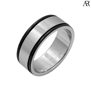ANGELINO RUFOLO Ring ดีไซน์ Black Edge แหวนผู้ชาย Stainless Steel 316L(สแตนเลสสตีล)คุณภาพเยี่ยม สีเงิน/สีดำ