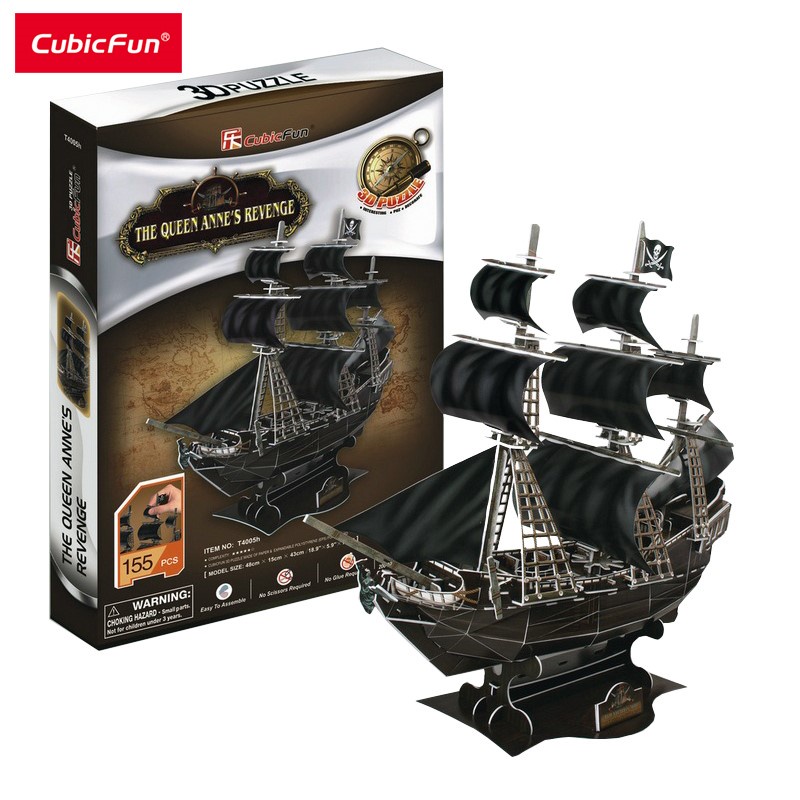 จิ๊กซอว์-3-มิติ-เรือโจรสลัด-queen-annes-revenge-t4005-3d-puzzle-แบรนด์-cubicfun-สินค้าพร้อมส่ง