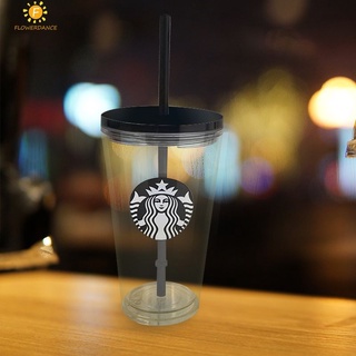 Starbucks แก้วพลาสติกขวดน้ำนำมาใช้ใหม่710มิลลิลิตร/470มิลลิลิตรสไตล์เกาหลีที่เรียบง่ายฟางถ้วย INS สไตล์สุทธิสีแดงใส reuseable ถ้วยกาแฟ flowerdance