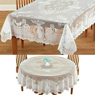 ผ้าปูโต๊ะทรงสี่เหลี่ยมผืนผ้าแต่งลูกไม้สีขาวคุณภาพดี
