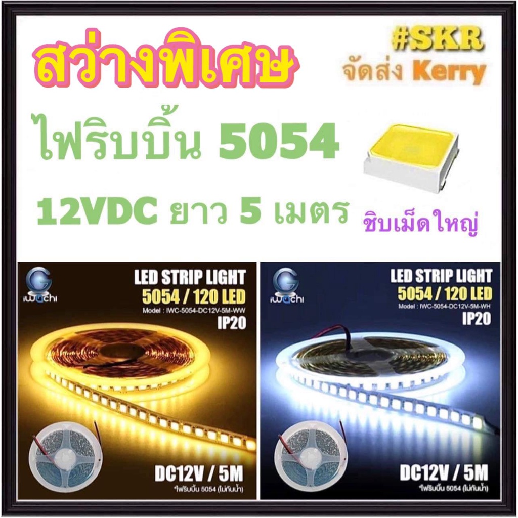 IWACHI ไฟริบบิ้น LED 5054 12V 5เมตร DC12V แสงเดย์ไลท์ แสงวอร์มไวท์ ไฟ ...