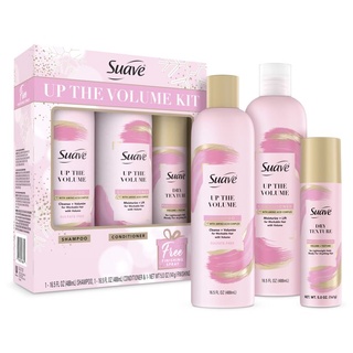Suave Up the Volume with Amino Acids Complex Holiday Gift Set (Shampoo, Conditioner with Bonus Finishing Spray) 3 Ct