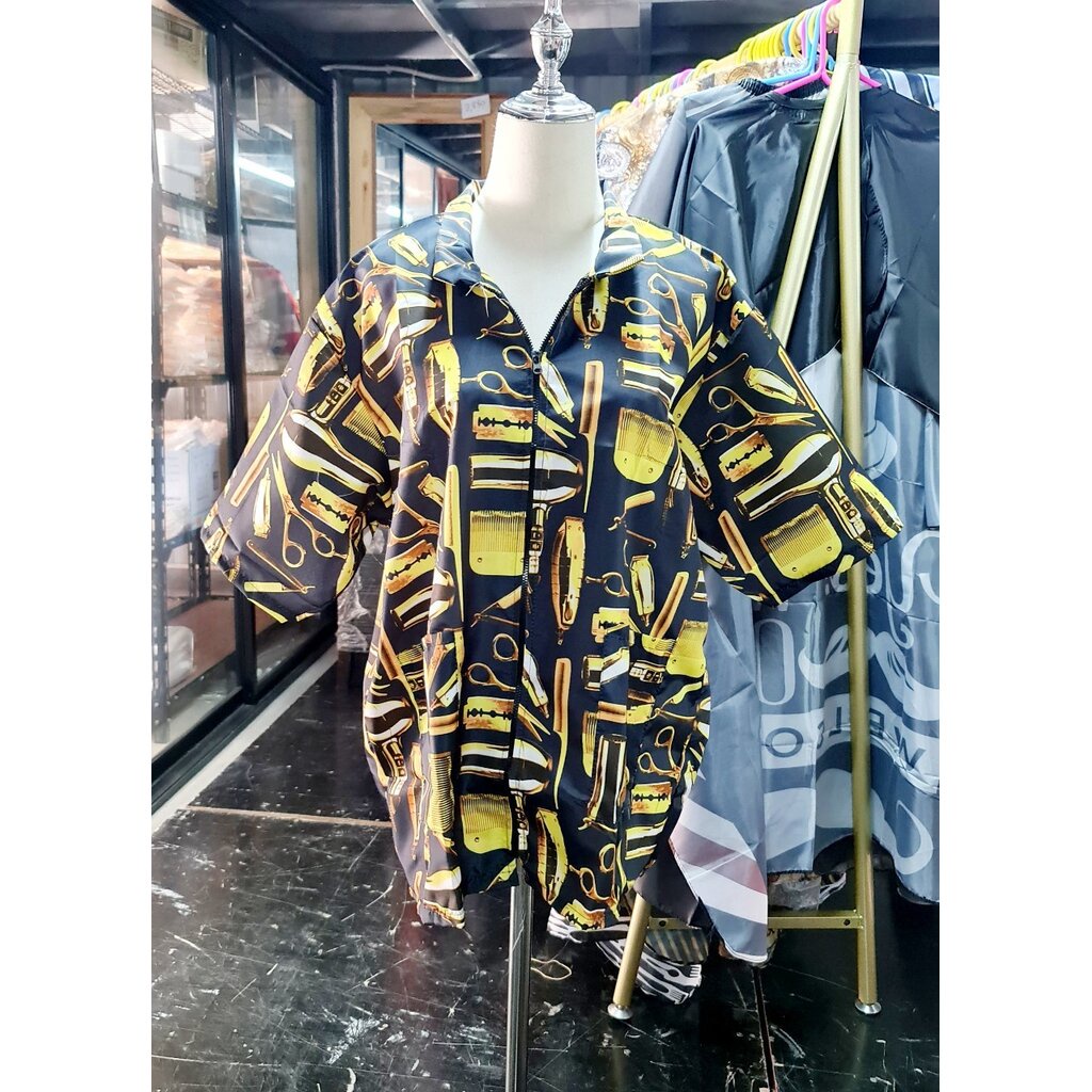 เสื้อช่างตัดผม-สำหรับช่างตัดผม-เป็นแบบซิป-ขนาดเสื้อฟรีไซส์